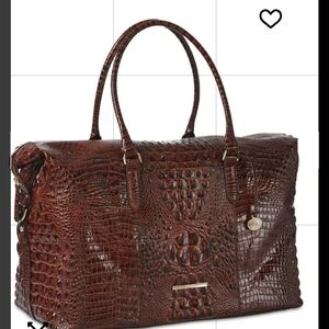Brahmin Rich Brown Crocodile-Embossed Tote